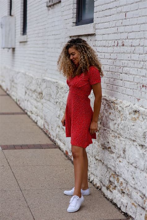 Red Dress And Sneakers Dress And Sneakers Outfit Red Dress Outfit Dress With Sneakers
