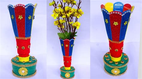 How To Make Flower Vase At Home Plastic Bottle Craft Handmade Flowe