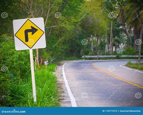 Traffic Sign Turn Right On The Road Stock Image Image Of Floor