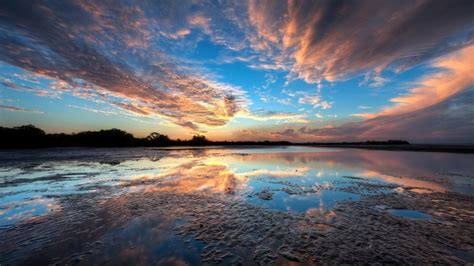 Water Sunset Clouds Landscapes Nature Coast Skyline