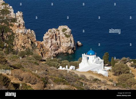 Greece Cyclades Islands Sifnos Island Panagia Poulati Church Stock