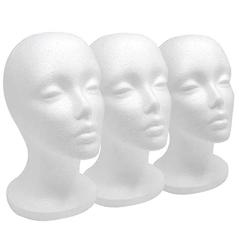 12 3 Pcs Styrofoam Wig Head Tall Female Foam Mannequin