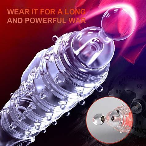 buy highly elastic crystal condom reusable penis extender sleeve delay ejaculation penis