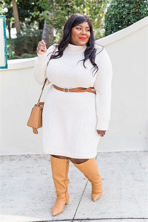 Eloquii Honeycomb Sweater Dress Plus Size Fashion Musings Of A Curvy Lady Eloquii Boots Tory