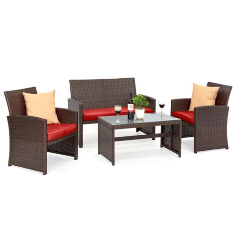 Best Choice Products 4 Piece Outdoor Wicker Patio Conversation