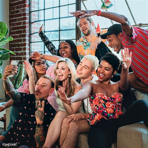 Diverse Group Of Friends Taking A Selfie At A Party Premium Image By
