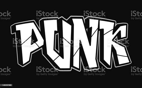 Punk Word Trippy Psychedelic Graffiti Style Lettersvector Hand Drawn