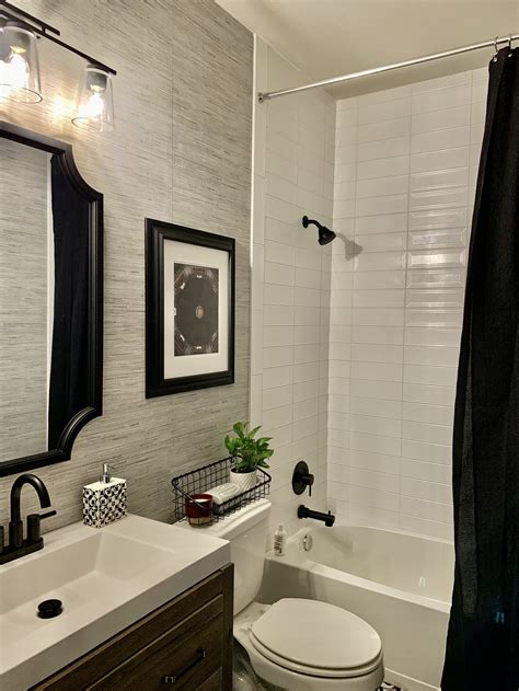 Black And White Guest Bathroom Remodel The Rozy Home
