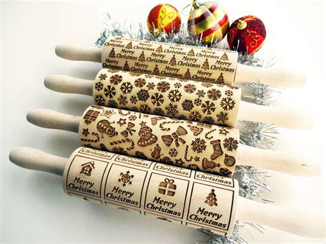 4 Any Pattern Rolling Pin Set Lazer Engraved Embossing Etsy