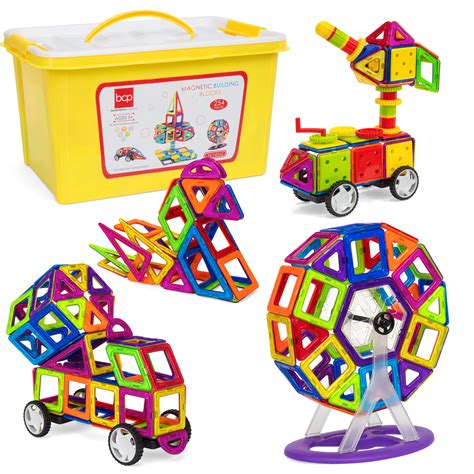 Best Choice Products 254 Piece Kids Magnetic Building Block Tiles