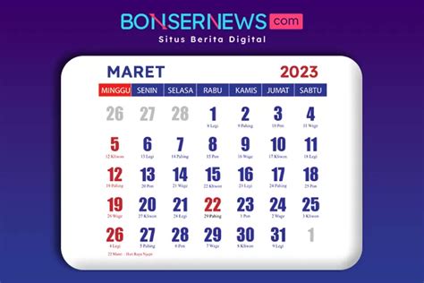 Kalender Maret 2023 Lengkap Dengan Informasi Hari Hari Besar Nasional