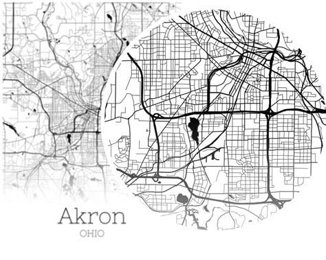 Akron Map Instant Download Akron Ohio City Map Printable Etsy