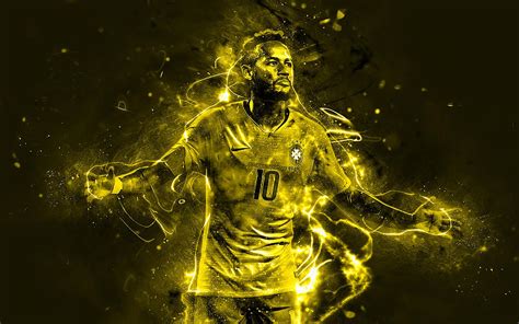 Neymar Yellow Neon Brazil National Team Fan Art Yellow Background