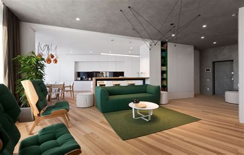 Minimalist Apartment Decorated With Shades Of Forest Green