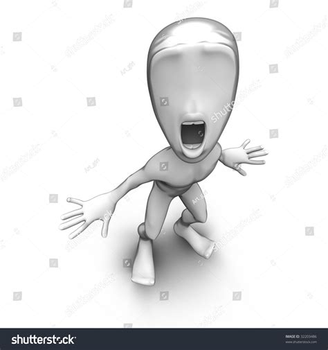 3d Little Person Is Surprised Stood In Amazement Stock Photo 32203486