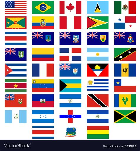 Flags Of The Countries Of America Royalty Free Vector Image