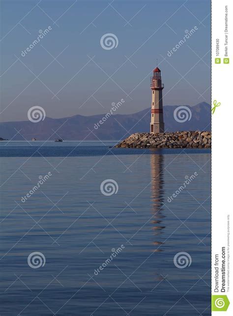 Seaside Town Of Turgutreis And Lighthouse Stock Photo Image Of Clouds