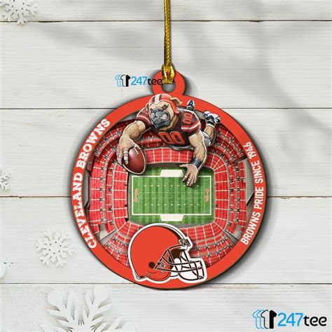 Cleveland Browns Nfl 3d Stadium Christmas 2 Layered Wood Ornament