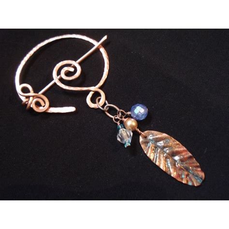 copper wire celtic shawl pin hammered copper beaded scarf fibula 15 liked on polyvore