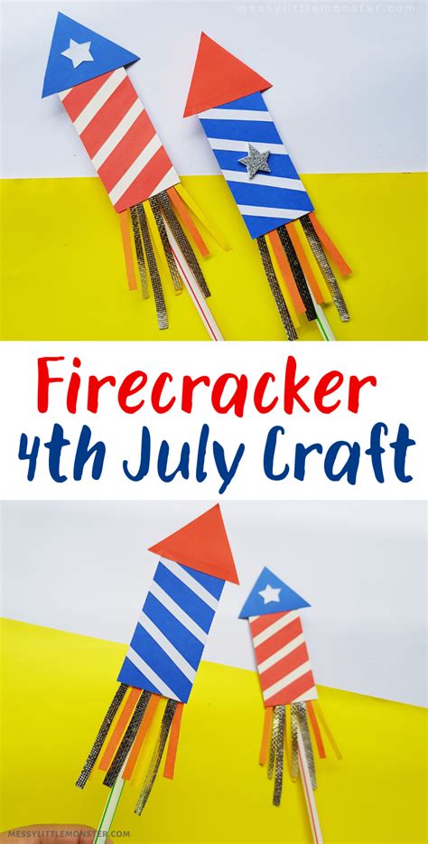 Firecracker 4th July Craft Messy Little Monster
