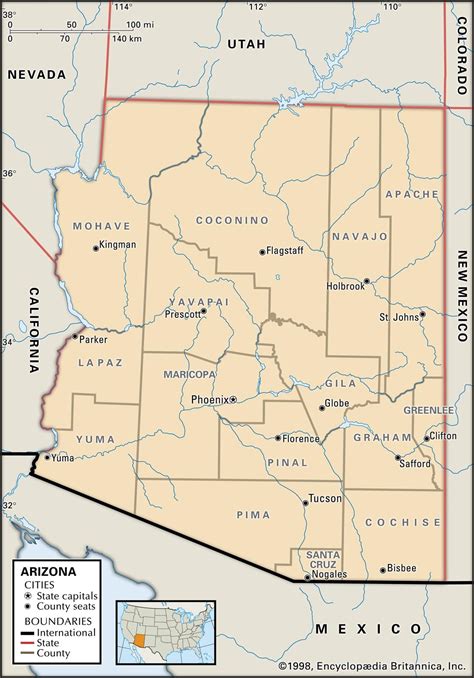 State And County Maps Of Arizona