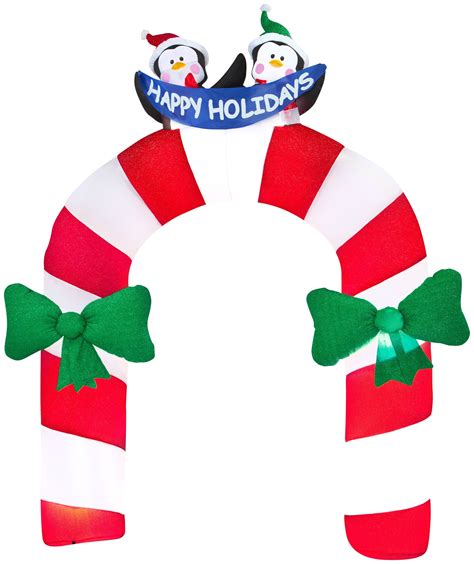 105 Candy Cane Archway W Penguins Christmas Inflatable Penguin