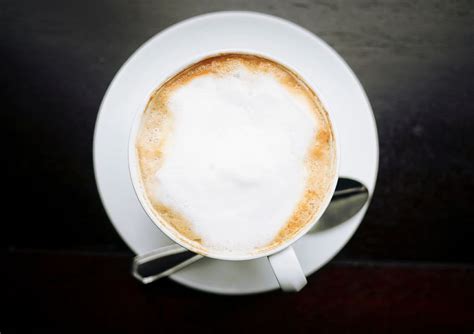 Coffee Latte Art Espresso Cup Spoon Wooden Table Coffee Drink