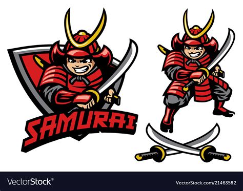 Cartoon Style Samurai Warrior Mascot Royalty Free Vector