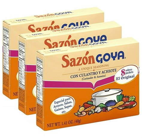 Goya Sazon Seasoning Coriander And Annatto 8 Packets Pack Of 3
