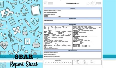 SBAR Nurse Handoff Report Sheet Nursing Brain Printable Template Etsy