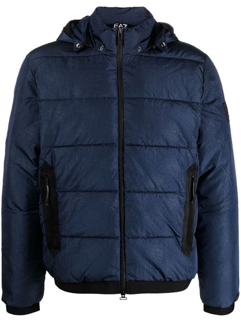 Ea7 Emporio Armani Zip Up Hooded Padded Jacket Farfetch