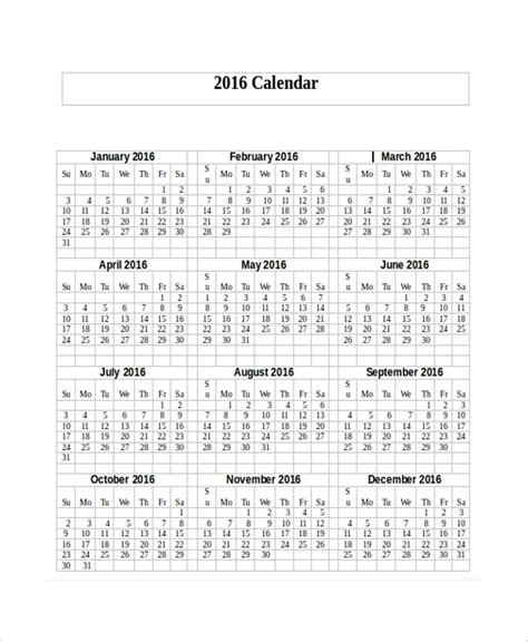 Free 7 Sample Printable Calendar Templates In Pdf Ms Word