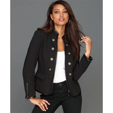 Inc International Concepts Fauxleathertrim Military Blazer In Black Lyst