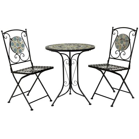 Charles Bentley Cast Aluminium Bistro Table And 2 Chairs Set Black