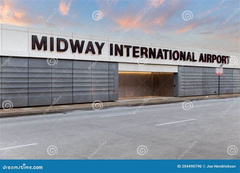 Midway International Airport Sign At Sunset Editorial Image Image Of