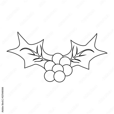 Christmas Holly Berry Outline Icon Symbol Design Vector Christmas