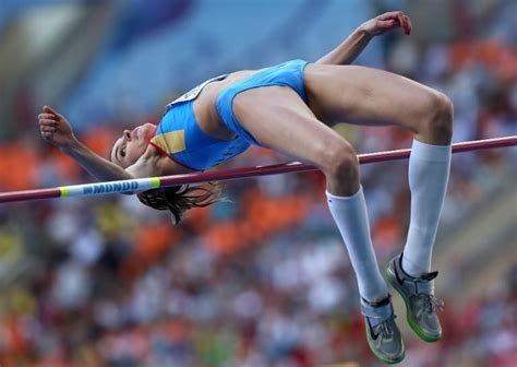 Russias Anna Chicherova Competes During The Womens High Jump Final In