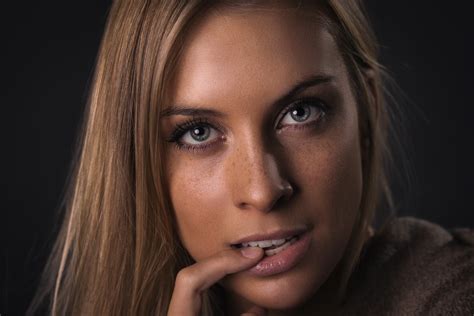 Kristina Nevskaya Finger In Mouth Blonde Women Portrait Face Hd