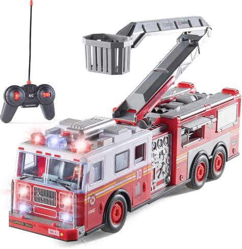 Prextex Rc Fire Engine Truck Remote Control 14 Inch Rescue Fire Truck