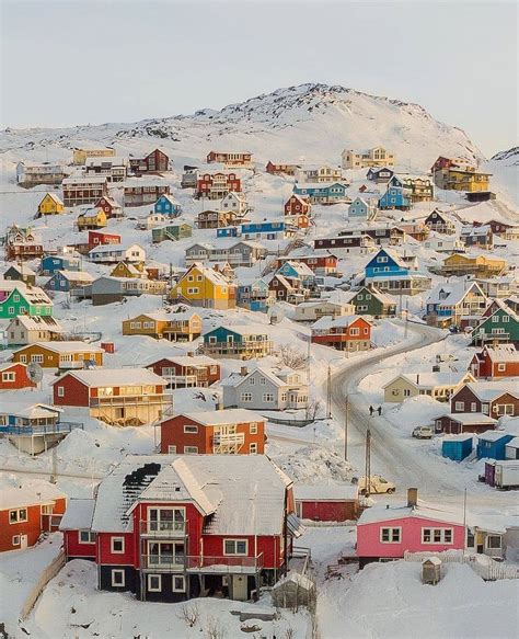 Colorful Village In The Snow Qaqortoq Greenland Rdamnthatsinteresting