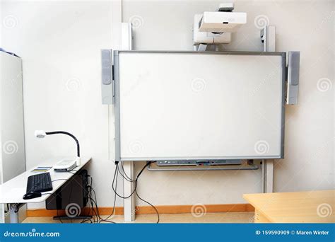 Interactive Whiteboard With Beamer As A Modern School Blackboard In The