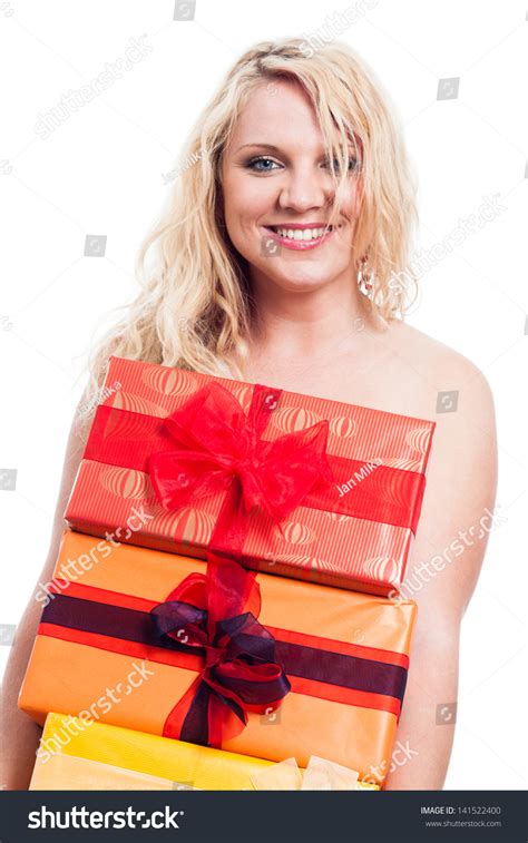 Happy Naked Woman Holding Gift Boxes Stock Photo 141522400 Shutterstock