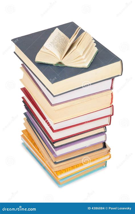 Big Stack Of Books And Opened Small Book Stock Images Image 4386084