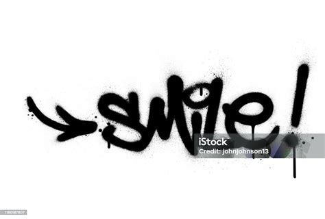 Graffiti Smile Word Sprayed In Black Over White Stock Illustration