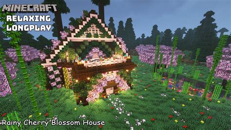 Minecraft Relaxing Longplay Rainy Cherry Blossom Cozy Starter House