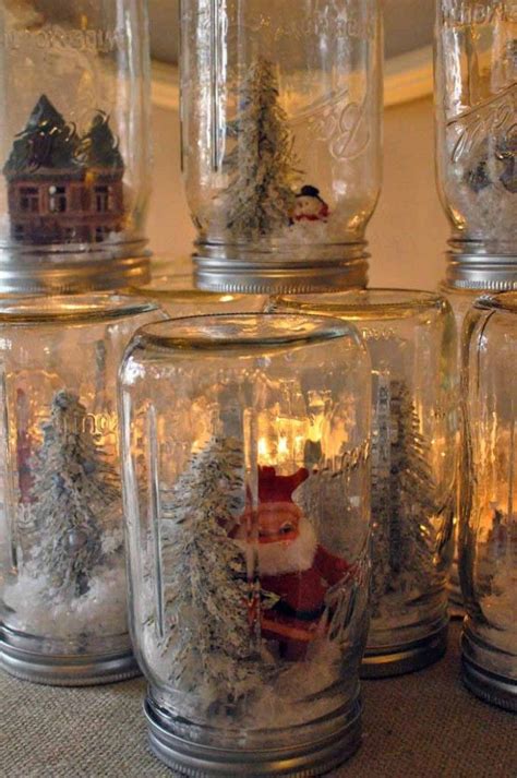 Anthro Inspired Snow Globes Mason Jar Diy Diy Mason Jar Lights