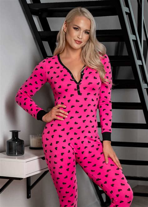 Sexy Pyjama Jumpsuit With Butt Flap Ladies Sleepsuit Onezee Candy
