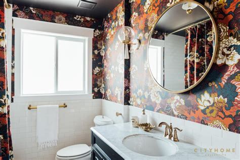 Multicolored Bathroom With Floral Wallpaper Hgtv