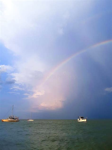 Landscape Seascapes Sea Ocean Water Storm Rainbow Ship Ships Stock