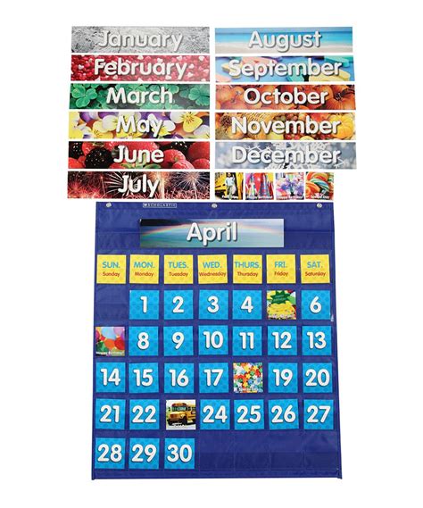 Monthly Calendar Pocket Chart Set Pocket Chart Calendar Back To